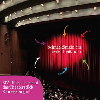 Der rote Vorhang im Theater Heilbronn öffnet sich für das Stück "Schneekönigin", das von einer SPA-Klasse besucht wird.