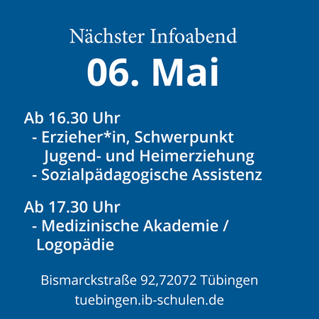 Der Infoabend am 06. Mai informiert über Erzieher*innen, Sozialpädagogische Assistenz und Logopädie in Tübingen.
